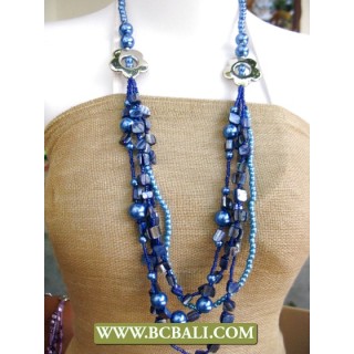 Blue colors Shells and Pearls Beading Necklaces Fashion